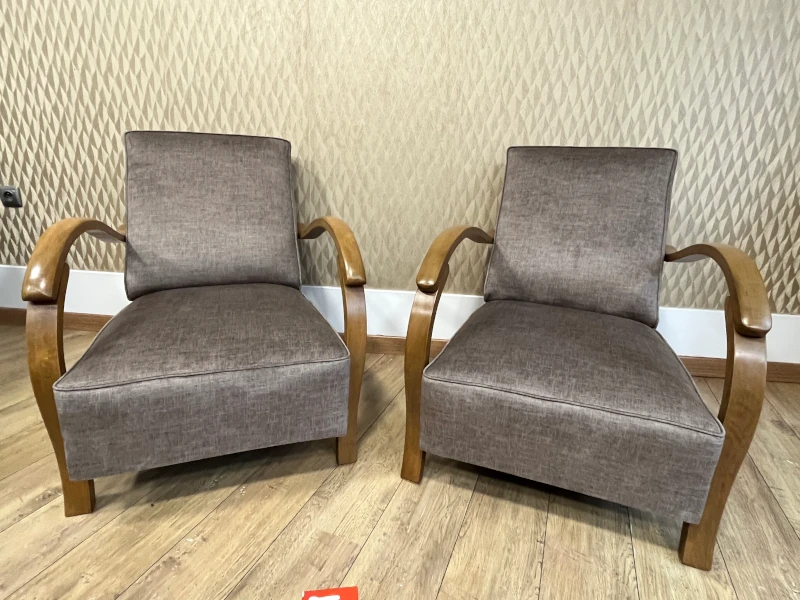 Fauteuil Art Déco gris restauré