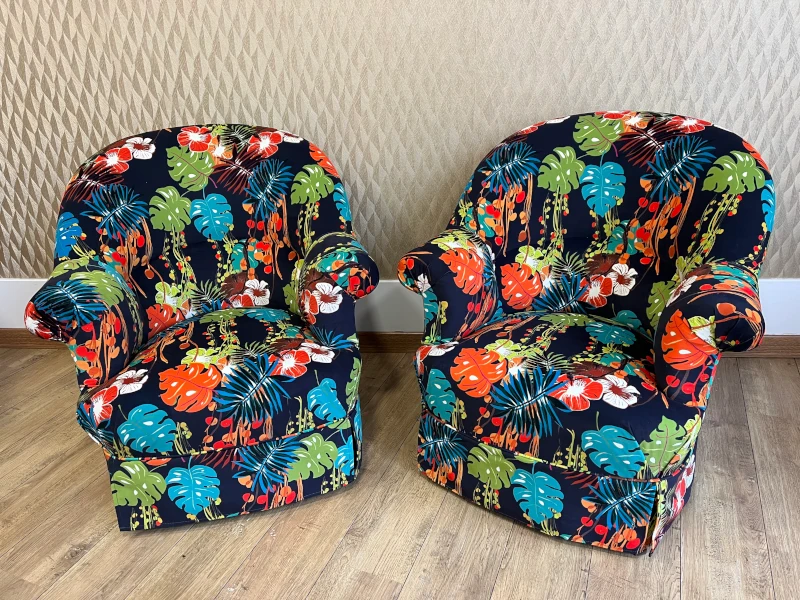 Fauteuil crapaud motif floral